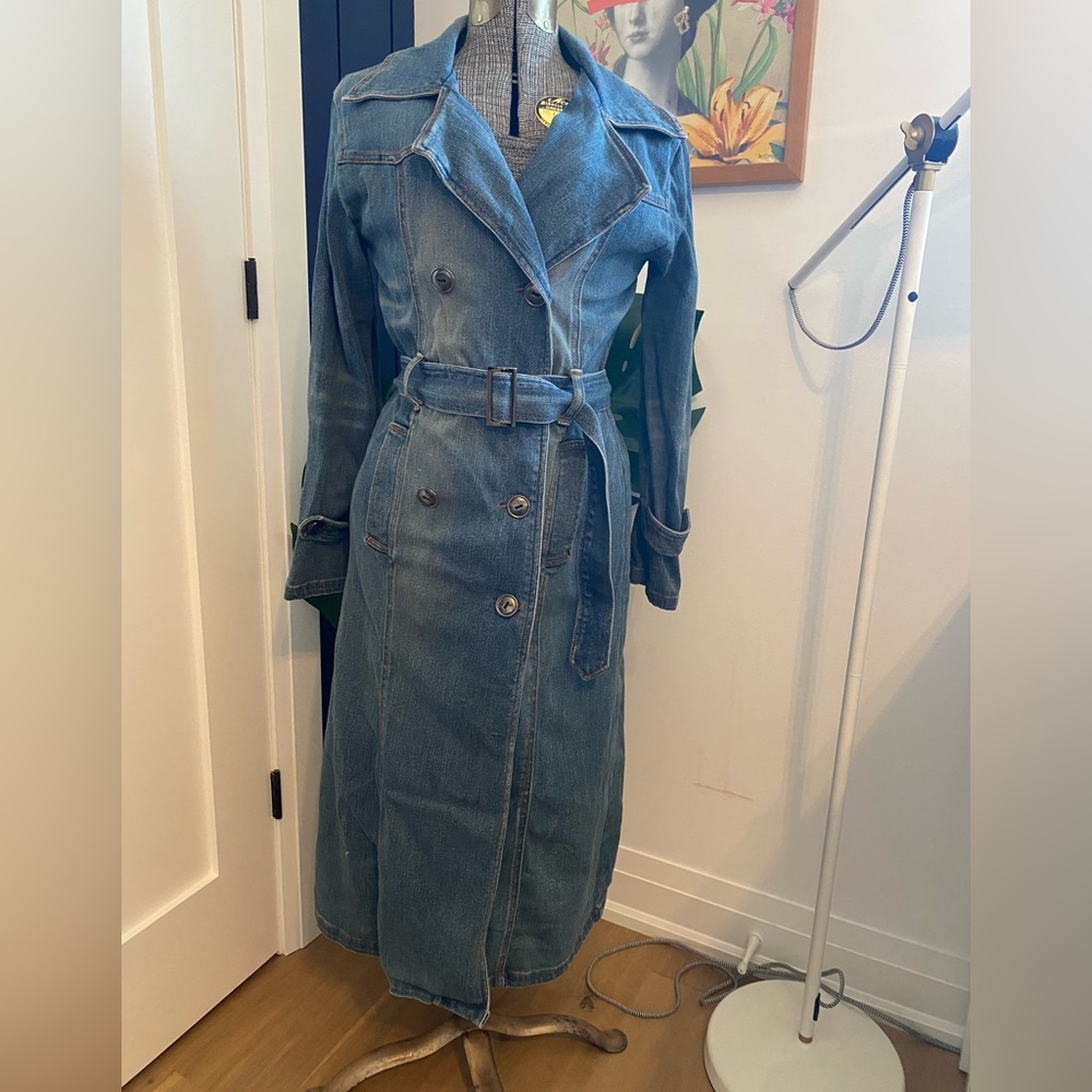 Vintage Denim Trench Coat